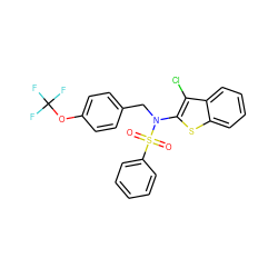 O=S(=O)(c1ccccc1)N(Cc1ccc(OC(F)(F)F)cc1)c1sc2ccccc2c1Cl ZINC000115233403