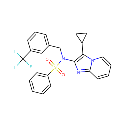 O=S(=O)(c1ccccc1)N(Cc1cccc(C(F)(F)F)c1)c1nc2ccccn2c1C1CC1 ZINC000167650306