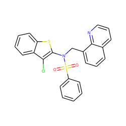 O=S(=O)(c1ccccc1)N(Cc1cccc2cccnc12)c1sc2ccccc2c1Cl ZINC000115231666