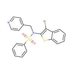 O=S(=O)(c1ccccc1)N(Cc1ccncc1)c1sc2ccccc2c1Br ZINC000115230314