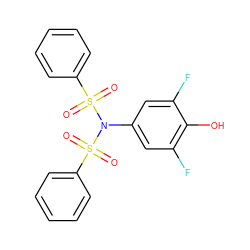 O=S(=O)(c1ccccc1)N(c1cc(F)c(O)c(F)c1)S(=O)(=O)c1ccccc1 ZINC000064454319