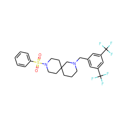 O=S(=O)(c1ccccc1)N1CCC2(CCCN(Cc3cc(C(F)(F)F)cc(C(F)(F)F)c3)C2)CC1 ZINC000003955769