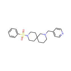 O=S(=O)(c1ccccc1)N1CCC2(CCCN(Cc3ccncc3)C2)CC1 ZINC000003956087