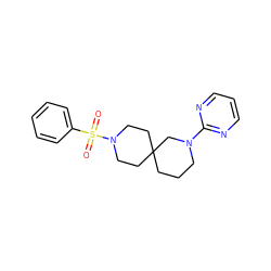 O=S(=O)(c1ccccc1)N1CCC2(CCCN(c3ncccn3)C2)CC1 ZINC000003956067