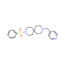 O=S(=O)(c1ccccc1)N1CCC2(CCN(Cc3ccncc3)CC2)CC1 ZINC000004238089