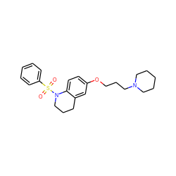 O=S(=O)(c1ccccc1)N1CCCc2cc(OCCCN3CCCCC3)ccc21 ZINC000036188044