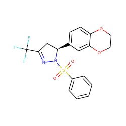 O=S(=O)(c1ccccc1)N1N=C(C(F)(F)F)C[C@H]1c1ccc2c(c1)OCCO2 ZINC000299833873