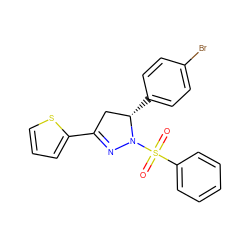 O=S(=O)(c1ccccc1)N1N=C(c2cccs2)C[C@@H]1c1ccc(Br)cc1 ZINC000001149268