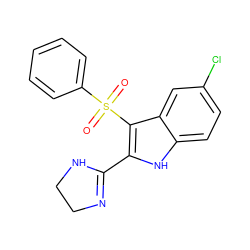 O=S(=O)(c1ccccc1)c1c(C2=NCCN2)[nH]c2ccc(Cl)cc12 ZINC000006581572