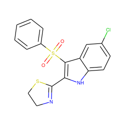 O=S(=O)(c1ccccc1)c1c(C2=NCCS2)[nH]c2ccc(Cl)cc12 ZINC000006581573