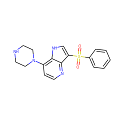 O=S(=O)(c1ccccc1)c1c[nH]c2c(N3CCNCC3)ccnc12 ZINC000028526035