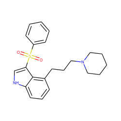 O=S(=O)(c1ccccc1)c1c[nH]c2cccc(CCCN3CCCCC3)c12 ZINC000045386488