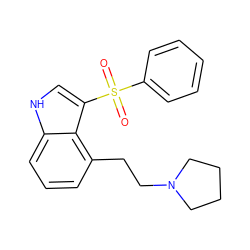 O=S(=O)(c1ccccc1)c1c[nH]c2cccc(CCN3CCCC3)c12 ZINC000039829605