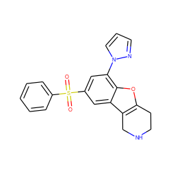 O=S(=O)(c1ccccc1)c1cc(-n2cccn2)c2oc3c(c2c1)CNCC3 ZINC000143266185