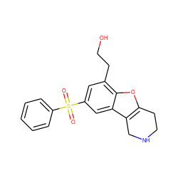 O=S(=O)(c1ccccc1)c1cc(CCO)c2oc3c(c2c1)CNCC3 ZINC000143620011