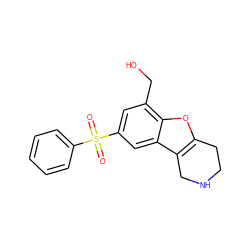 O=S(=O)(c1ccccc1)c1cc(CO)c2oc3c(c2c1)CNCC3 ZINC000143333513