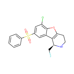 O=S(=O)(c1ccccc1)c1cc(Cl)c2oc3c(c2c1)[C@H](CF)NCC3 ZINC000143507494