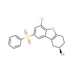 O=S(=O)(c1ccccc1)c1cc(Cl)c2oc3c(c2c1)C[C@H](O)CC3 ZINC000143419272