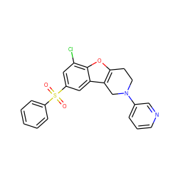 O=S(=O)(c1ccccc1)c1cc(Cl)c2oc3c(c2c1)CN(c1cccnc1)CC3 ZINC000147474028