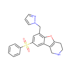 O=S(=O)(c1ccccc1)c1cc(Cn2cccn2)c2oc3c(c2c1)CNCC3 ZINC000143638245