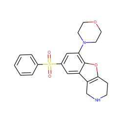 O=S(=O)(c1ccccc1)c1cc(N2CCOCC2)c2oc3c(c2c1)CNCC3 ZINC000147610439