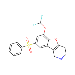 O=S(=O)(c1ccccc1)c1cc(OC(F)F)c2oc3c(c2c1)CNCC3 ZINC000147569667