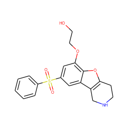 O=S(=O)(c1ccccc1)c1cc(OCCO)c2oc3c(c2c1)CNCC3 ZINC000147601311