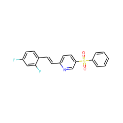 O=S(=O)(c1ccccc1)c1ccc(/C=C/c2ccc(F)cc2F)nc1 ZINC000049808384