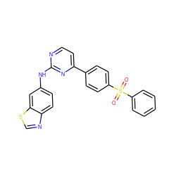 O=S(=O)(c1ccccc1)c1ccc(-c2ccnc(Nc3ccc4ncsc4c3)n2)cc1 ZINC000029045228