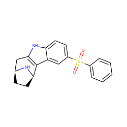 O=S(=O)(c1ccccc1)c1ccc2[nH]c3c(c2c1)[C@H]1CC[C@@H](C3)N1 ZINC000073200478