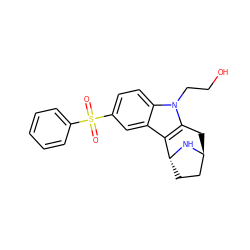 O=S(=O)(c1ccccc1)c1ccc2c(c1)c1c(n2CCO)C[C@H]2CC[C@H]1N2 ZINC000100632779