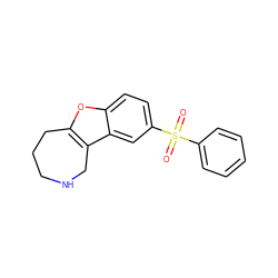 O=S(=O)(c1ccccc1)c1ccc2oc3c(c2c1)CNCCC3 ZINC000143509358