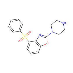 O=S(=O)(c1ccccc1)c1cccc2oc(N3CCNCC3)nc12 ZINC000040392847