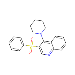 O=S(=O)(c1ccccc1)c1cnc2ccccc2c1N1CCCCC1 ZINC000012437818