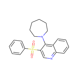 O=S(=O)(c1ccccc1)c1cnc2ccccc2c1N1CCCCCC1 ZINC000012437820