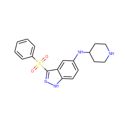 O=S(=O)(c1ccccc1)c1n[nH]c2ccc(NC3CCNCC3)cc12 ZINC000035279656