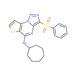 O=S(=O)(c1ccccc1)c1nnn2c1nc(NC1CCCCCC1)c1sccc12 ZINC000008589494