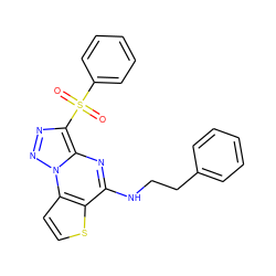 O=S(=O)(c1ccccc1)c1nnn2c1nc(NCCc1ccccc1)c1sccc12 ZINC000009116898