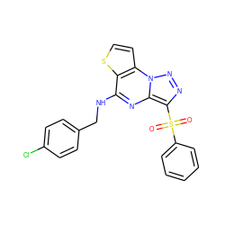 O=S(=O)(c1ccccc1)c1nnn2c1nc(NCc1ccc(Cl)cc1)c1sccc12 ZINC000008589492