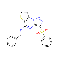 O=S(=O)(c1ccccc1)c1nnn2c1nc(NCc1ccccc1)c1sccc12 ZINC000008589490