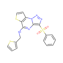 O=S(=O)(c1ccccc1)c1nnn2c1nc(NCc1cccs1)c1sccc12 ZINC000008589517