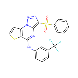 O=S(=O)(c1ccccc1)c1nnn2c1nc(Nc1cccc(C(F)(F)F)c1)c1sccc12 ZINC000020516297