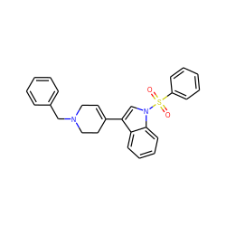 O=S(=O)(c1ccccc1)n1cc(C2=CCN(Cc3ccccc3)CC2)c2ccccc21 ZINC000028134365