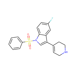 O=S(=O)(c1ccccc1)n1cc(C2=CCNCC2)c2cc(F)ccc21 ZINC000028130083