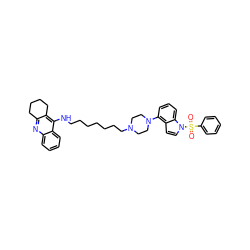 O=S(=O)(c1ccccc1)n1ccc2c(N3CCN(CCCCCCCNc4c5c(nc6ccccc46)CCCC5)CC3)cccc21 ZINC001772634343