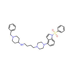 O=S(=O)(c1ccccc1)n1ccc2c(N3CCN(CCCCNC4CCN(Cc5ccccc5)CC4)CC3)cccc21 ZINC001772579798