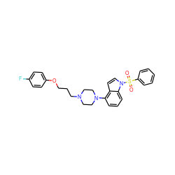 O=S(=O)(c1ccccc1)n1ccc2c(N3CCN(CCCOc4ccc(F)cc4)CC3)cccc21 ZINC000206272731