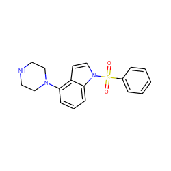 O=S(=O)(c1ccccc1)n1ccc2c(N3CCNCC3)cccc21 ZINC000000003210