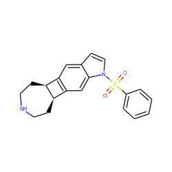 O=S(=O)(c1ccccc1)n1ccc2cc3c(cc21)[C@H]1CCNCC[C@@H]31 ZINC001772573119