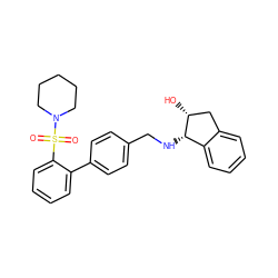 O=S(=O)(c1ccccc1-c1ccc(CN[C@H]2c3ccccc3C[C@H]2O)cc1)N1CCCCC1 ZINC000072114924